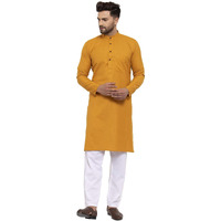 Jompers Men's Cotton Kurta Payjama Set. (Yellow,S)