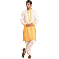 Jompers Yellow Ombre Printed Straght Kurta Pyjama For Men (Yellow, Xxl)