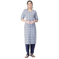 Pinkmint Kurta Set For Women Cotton Printed Straight Kurta With Pant (Pack Of 1)