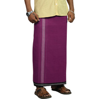 Prakasam Cotton Mens Single (1.28 X 2.00 Mtrs) Colour Thalapathi Border Dhoti/Fine Quality Single Dhoti (Violet)