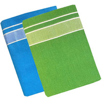 Prakasam Cotton Men's Kerala Style Premam Single (1.28X2.00 Mtrs) Colour (Pack Of 2) (Sky Blue - Parrot Green) Dhoti