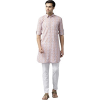 See Designs Men's Beige Regular Pure Cotton Pathani Printed Men's Kurta - Sdpkt_1167L