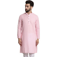 Sojanya (Since 1958 Men's Cotton Blend Pink Checked Only Kurta