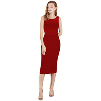Toochki Women's Lycra Below The Knee Bodycon (Toochki250-Dr-A-/L_Red