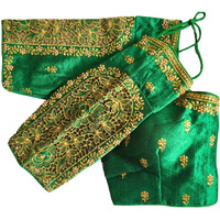 Vihu Fashion Women's Flower Embroidery Sleeves Cut Work Readymade Saree Blouse