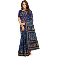 Tamaira Fashion Women's Jaipuri Hand Block Printed Pure Cotton Mulmul Saree Without Blouse Piece(11615_Indigo Blue)