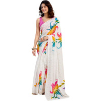 Satrani Women's Pure Cotton Printed Ready To Wear Saree With Pocket And Unstitched Blouse Piece (40Rs152_White1)