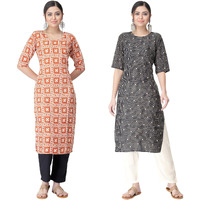 Tee Projekt Versatile Crepe Kurti & Pant Set For Women Printed Kurta Set