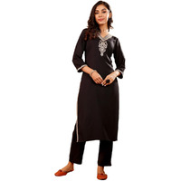 Varanga Women Black Zari & Sequin Embroidered Straight Kurta