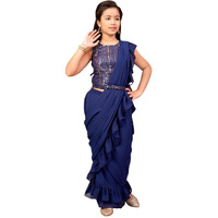 Aarika Girls Ethnic Wear Navy-Blue Colour Sequin Embroidery Georgette Lehenga Choli Set With Attached Dupatta-(9-13 Years)-(Lch-Shm-5015-Navy-Blue-34)