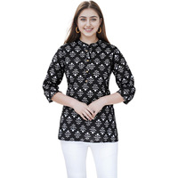 Jikonet Women's Regular Straight Short Kurti/Kurta - 519, (Xx-Large, Black)