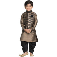 Jbn Creation Boys' Black And Gold Silk Blend Ethnic Jacket, Kurta And Dhoti Pant Set_Vasbj025Blnbuk006Blncdbl_32