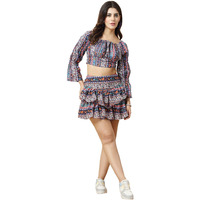 Oomph! Crepe Top And Skort Set For Women, Multi - Coord_Mt821Msk168 Multicolour