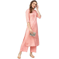 Idalia Peach Printed Kurta With Pants