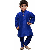 Jbn Creation Boys' Blue Silk Blend Kurta And Pyjama Set_Vasbkbu001Npbu_18