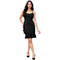 Kotty Women's Solid Ruffle Dress(Black,M)