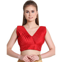 Pujia Mills Women's Zimmy Choo Sleevelees V Neck Platted Sleeveless Blouse (Shiva Red 38)