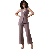 Selvia Women's Co-Ords Set|Sleeveless Lycra V-Neck Co-Ords Set|Top & Trouser Co-Ords Set|2 Piece Co-Ord Set|Coat-Pant Set|Formal Co-Ords Set (646Ctk11305N-Xl_Mauve)