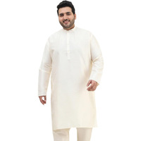 Sojanya Plus (Since 1958) Mens Off-White Dupion Silk Only Long Kurta