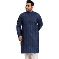 Sojanya Plus (Since 1958) Men's Cotton Blend Navy Blue And Black Printed Only Long Kurta
