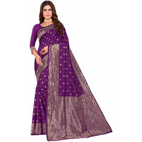 Sugathari Women's Banarasi Saree Pure Kanjivaram Silk Saree Soft New Ladies 2023 Design Wear Pattu Sarees Latest Cotton Party Sari Collections With Blouse Piece For Wedding Sadi (Sam Pari-160 Purple)