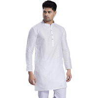 Divisive Men's Self Woven Jequard Art Silk Slim Fit Only Kurta (Dkrt415_L_White)