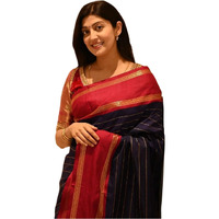 Flosive Women's Navy Blue Colour Soft Silk Saree With Designer Blouse