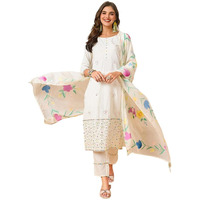 Ishin Hand Painted Floral Kurta With Pants And Dupatta/