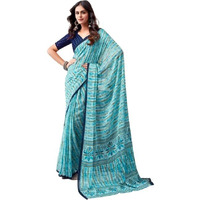 Shiv Textiles Women's Georgette Printed Saree(517S104_Light Green)