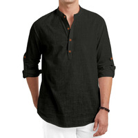 Royalscout Men Cotton Blend Full Sleeve Short Kurta Black