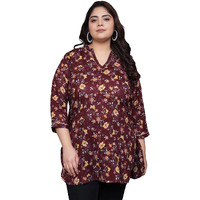 Tissu Women's Plus Size Maroon Floral Printed Pure Cotton Kurti (2263_Maroon_7Xl)