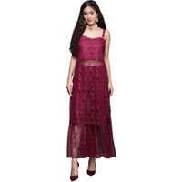 Varanga Women Delicate Lace Kurta Set Paired With Garara Purple