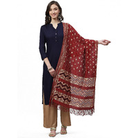 Weavers Villa Women's Cotton Woven Dupatta, Chunni (Maroon), 2.25 Mtrs