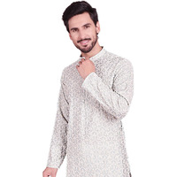 Jompers Mens Chikankari Embroidered Kurtas (Pista, L)