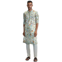 Lookmark Men's Cotton Blend Printed Long Kurta Suitable For All Indian Wedding, Occasions, And Festivals (Az-Lm-Og-Kurta 31-Xxl) White