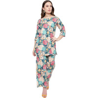 Shasmi Women's Cotton Blend Dress Blue Keyhole Neck Co-Ods Set For Women (Co-Ods 97 Blue 2Xl)