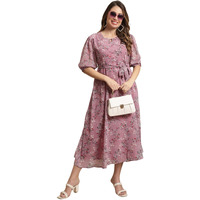 Tee Projekt Women Stylish Maxi Dress|Elegant Graceful Georgette Dress Lavender