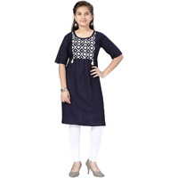 Aarika Girl's Cotton Regular Tunic Shirt (Kurti-H-6_Navy Blue_34)