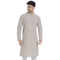 Divisive Men's Thread Embroidered Linen Blend Only Slim Fit Kurta (Dkrt1164_Xl_Ecru)