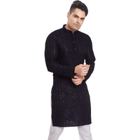Divisive Men's Embroidered Cotton Blend Only Slim Fit Kurta (Dkrt372_L_Black)