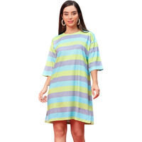 Greciilooks Western Dresses For Women | Short A-Line Dress For Girls | Midi Dress For Women Dress For Women (Grey&Turquoise_Small)