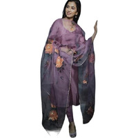 Patlani Women's Full Stitched Solid Salwar Suits With Floral Printed Dupatta.