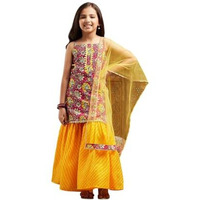 Pspeaches Girl's Cotton Shrara Set (Sha-Magwhitefloral-4-5Y_Magenta