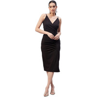 Rare Women's Spandex A-Line Midi Dress (Ep7090_Black_M)