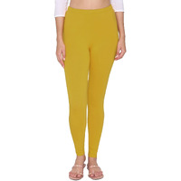 Shasmi Women's Leggings Cotton Lycra 4 Way Stretchable Skin Fit Haldi Yellow Colored Ankle Length Leggings For Women (Leggings Ankle 48 Haldi Yellow Slim)