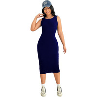 Toochki Dress For Women | Bodycon Fit Dress | Dresses For Women | One Piece Dress For Women | Blue Dress | Midi Length Dress | Lycra Dress | Sleeveless Dress For Women