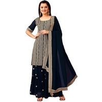 Fashion Basket Georgette Plazzo Kurta With Duptta Set For Women Turquoise