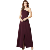 Miss Chase Women's Solid Maxi Dress (Plus Size) (Mcaw18D12-46-374-02, Sangria Wine, Xs)