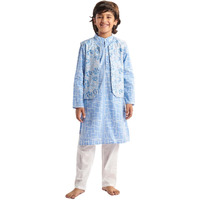Pspeaches Boys Floral Printed Angrakha Kurta With Pyjamas (4-5Years)