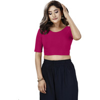 Oomph! Stretchable Readymade Blouse For Women, Pink, Round Neck, Rbbl564Xl